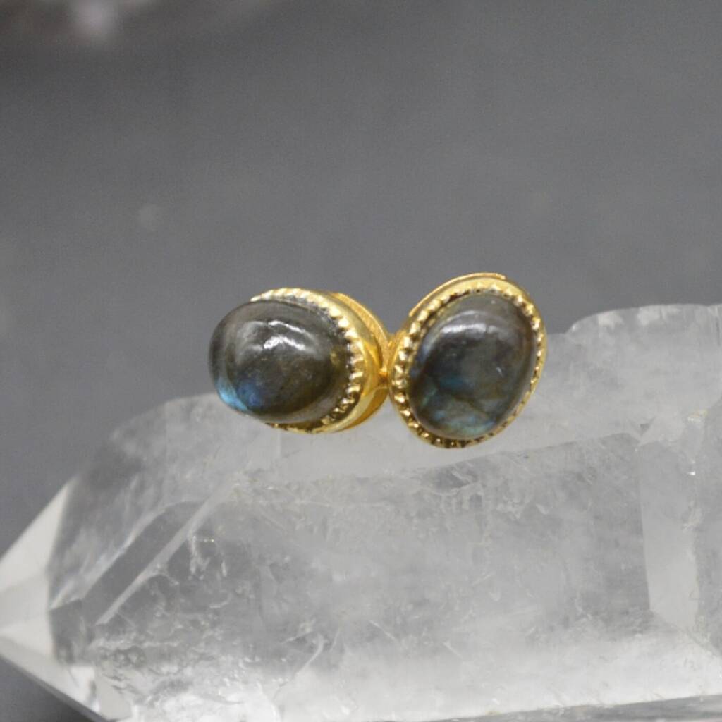Labradorite Sterling Silver Stud Earrings, 1 of 8