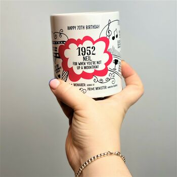 70th Birthday Gift Personalised 1952 Mug, 2 of 11