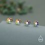 Sterling Silver Rainbow Flower 16 G Flat Back Earrings Internally Threaded, thumbnail 2 of 11