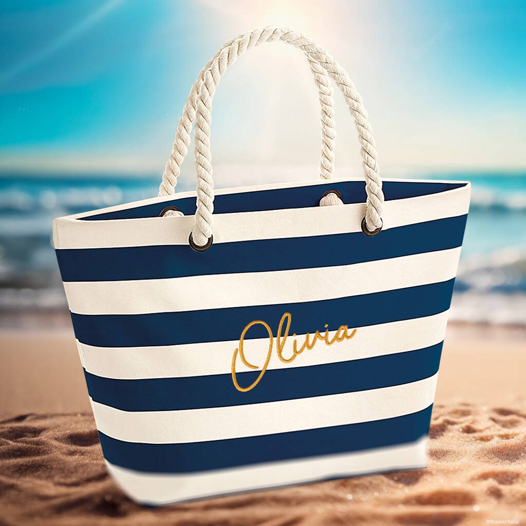 Personalised Embroidered Beach Bag By Able Labels | notonthehighstreet.com
