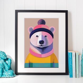 Cosy Polar Bear Portrait Illustration Art Print, 2 of 3