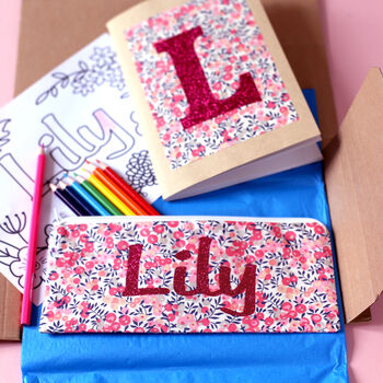 Liberty Personalised Pencil Case Colouring Gift Set, 3 of 9