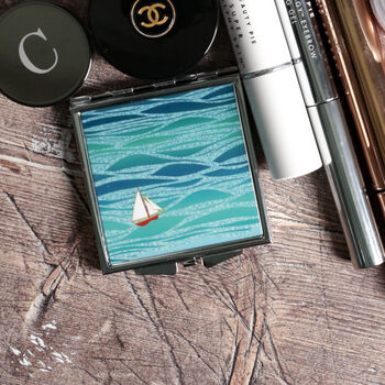 Caribbean Sailing Compact Mirror Red Boat, 3 of 10