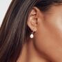 Diamond Style Baguette Pearl Drop Hoop Earrings, thumbnail 2 of 11
