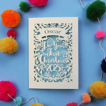 Personalised 'First Christmas' Papercut Card, 4 of 9