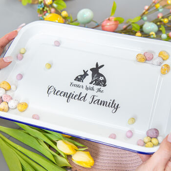 Personalised Family Easter Enamel Serving Tray, 3 of 5