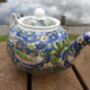Two Cup Teapot In Blue Strawberry Thief Design, thumbnail 7 of 11