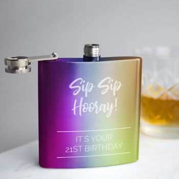 'Sip Sip Hooray' Personalised Graduation Hip Flask, 3 of 9