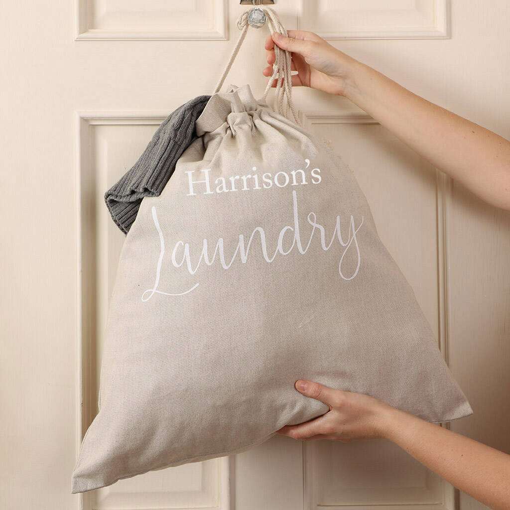 Personalised Laundry Room Drawstring Wash Bag By Dibor