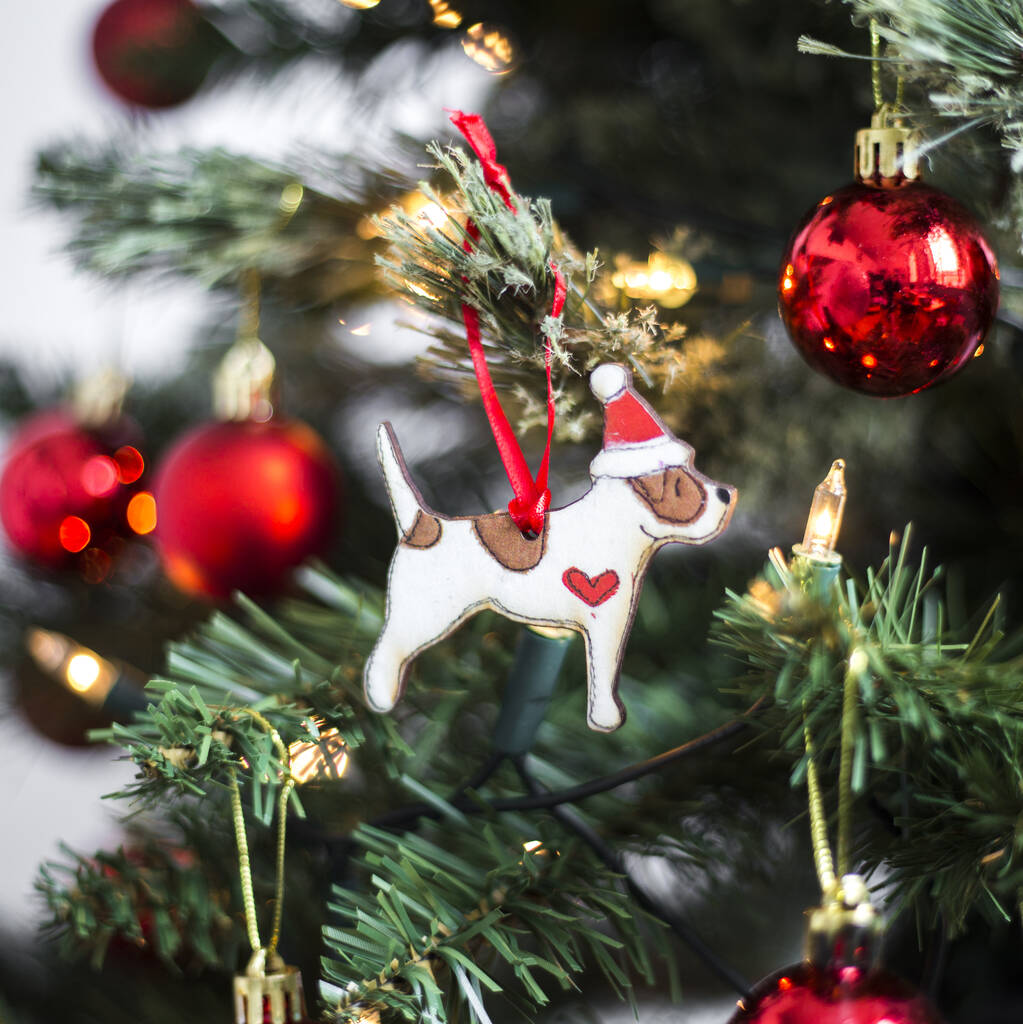 Jack Russell Dog Christmas Decoration By Ren And Thread