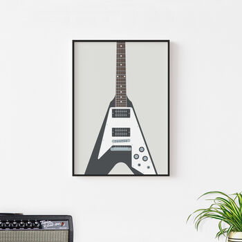 Flying V Guitar Print | Guitarist Music Poster, 6 of 7