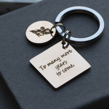 Engraved Anniversary Year Keyring With Photo Plate, 6 of 6