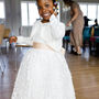 3D Floral Lace White Flower Girl Child Dress And Sash, thumbnail 2 of 12