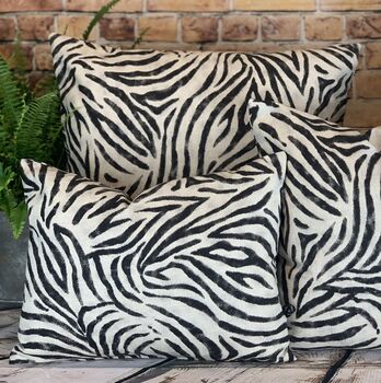 Zebra Print Linen Mix Cushion, 7 of 12