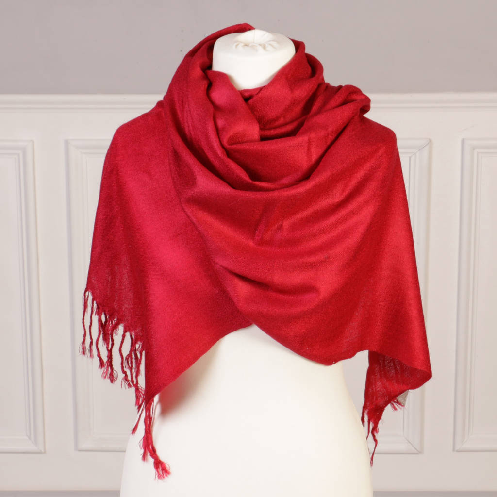 Personalised Rich Red Pashmina Shawl By Dibor