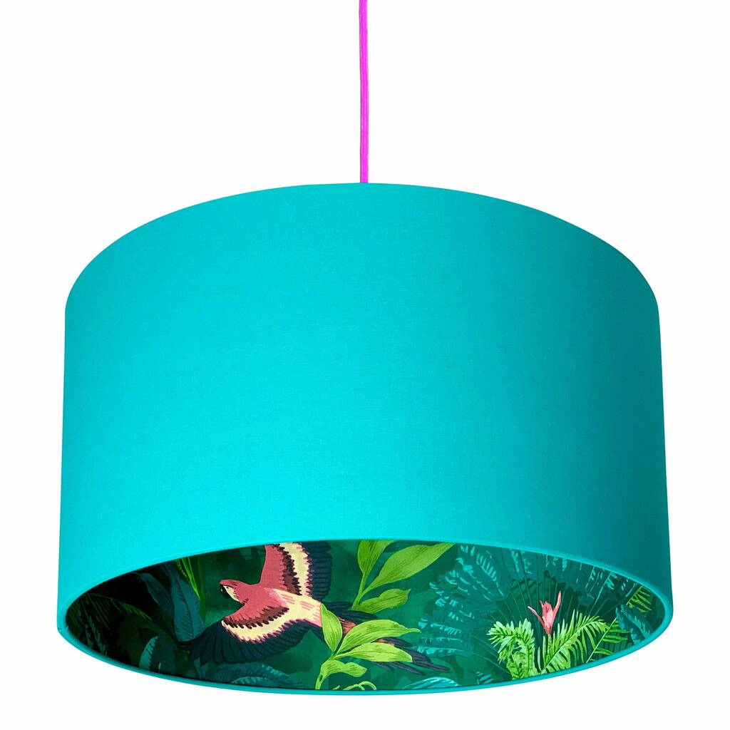 Bird Of Paradise Lampshades In Jade Cotton, 1 of 5