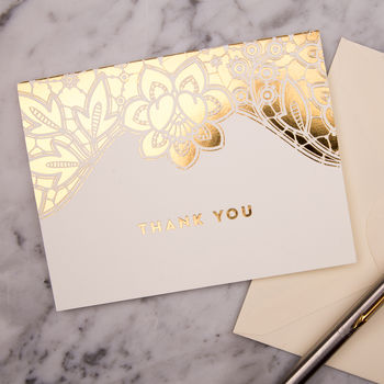 Modern Metallics Lace Foil Thank You Cards, Pack Of 10, 2 of 3