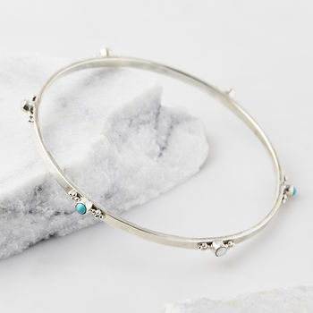 Rajput Serenity Turquoise And Pearl Stacking Bangle, 3 of 12