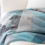 Blue And Grey Check Merino And Cashmere Wool Throw, thumbnail 4 of 4