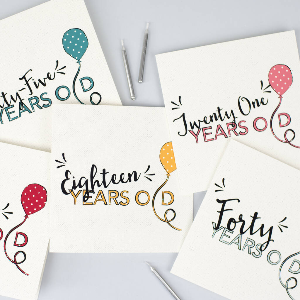 Birthday Balloon Age Card… New Baby To 100 Years Old, 1 of 12