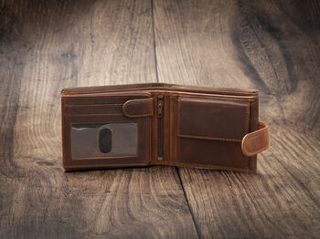 Personalised Brown Leather Wallet Trifold Rfid, 12 of 12