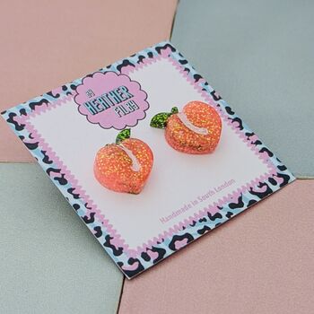 Juicy Peach Glitter Studs, 2 of 5