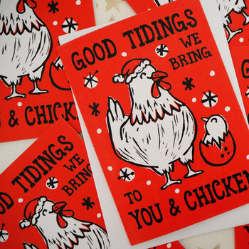 Chicken Funny Christmas Card Pack Or Five Or 10, 3 of 3