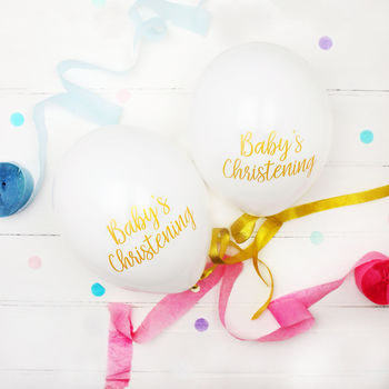 Baby Christening White And Gold Party Balloons, 2 of 2
