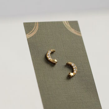 Gold Jewel Moon Earrings, 5 of 7