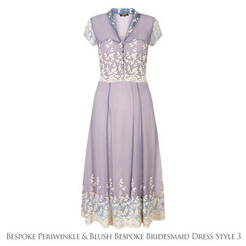 Bespoke Lace Bridesmaid Dresses In Periwinkle Blue, 5 of 6