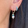 Pearl Turquoise Petal Hoop Earrings, thumbnail 1 of 3