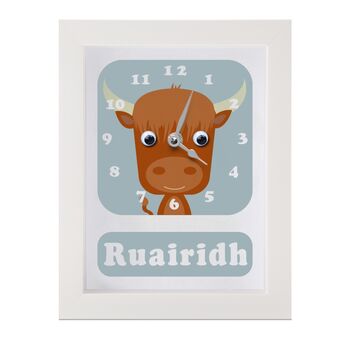 Personalised Children's Highland Cow Clock, 5 of 9