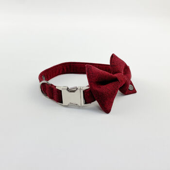 Luxury Cranberry Herringbone Dog Collar, 5 of 11