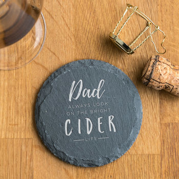 Personalised Coaster 'Bright Cider Life' Natural Slate, 3 of 4
