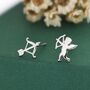 Sterling Silver Cupid And Bow And Arrow Stud Earrings, thumbnail 1 of 12