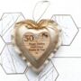 Personalised Leather 50th Gold Anniversary Heart, thumbnail 1 of 3