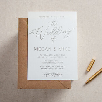 Simple Elegance Foiled Wedding Invitation, 2 of 2