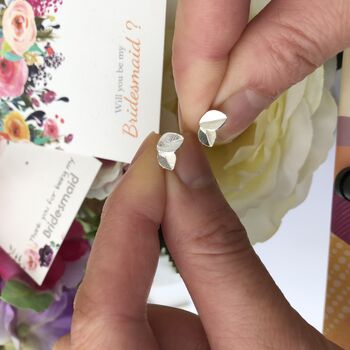 Thank You Bridesmaid Sterling Silver Mini Leaf Earrings, 9 of 12