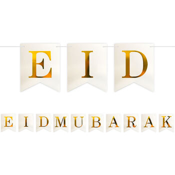 White And Gold Eid Mubarak Home Decoration Bunting, 2 of 2