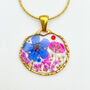 Necklace With Real Pink And Blue Flowers, thumbnail 1 of 11