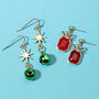 Bells And Bows Christmas Earring Pair, thumbnail 1 of 5