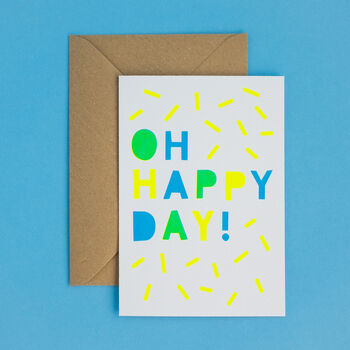 Oh Happy Day! Handmade Card Neon Yellow/Green/Blue, 7 of 7