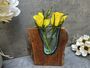 18cm Molten Glass Wedge Vase On Teak Root Flower Holder, thumbnail 1 of 12