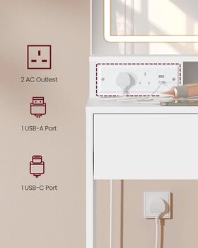 LED Vanity Table Makeup Desk With Power Outlet, 5 of 6