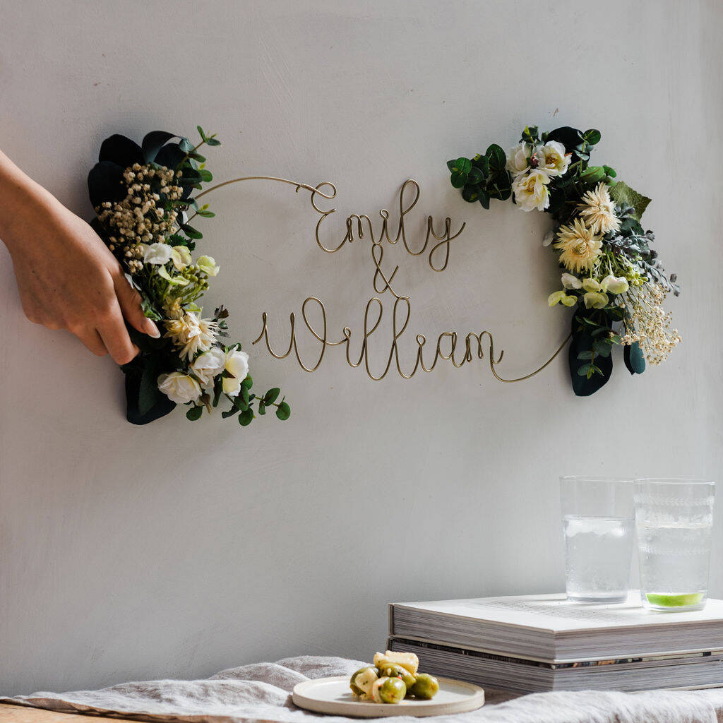 Personalised Couple's Floral Name Sign, 1 of 7