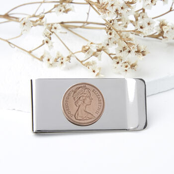 50th Birthday 1976 Penny Coin Money Clip, 2 of 9