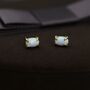 White Opal Oval Stud Earrings In Sterling Silver, thumbnail 6 of 12