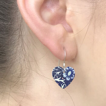 William Morris Blue Floral Print Earrings, 2 of 3