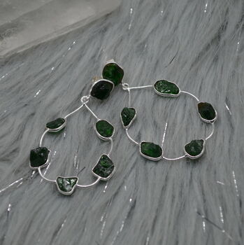 Tsavorite Green Garnet Earrings: Sterling Silver Hoop, 2 of 5