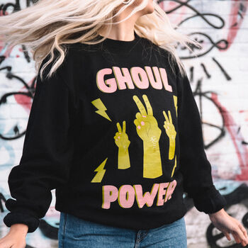 Ghoul Power Women's Halloween Slogan Sweatshirt, 2 of 8